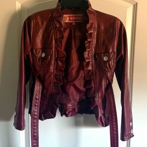 Dollhouse Girls Deep Red Leather Jacket